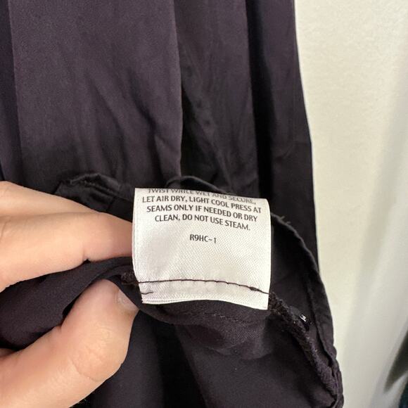 EILEEN FISHER Silk Button Up Blouse Eggplant Purple Size XS Professional Work - Picture 7 of 7